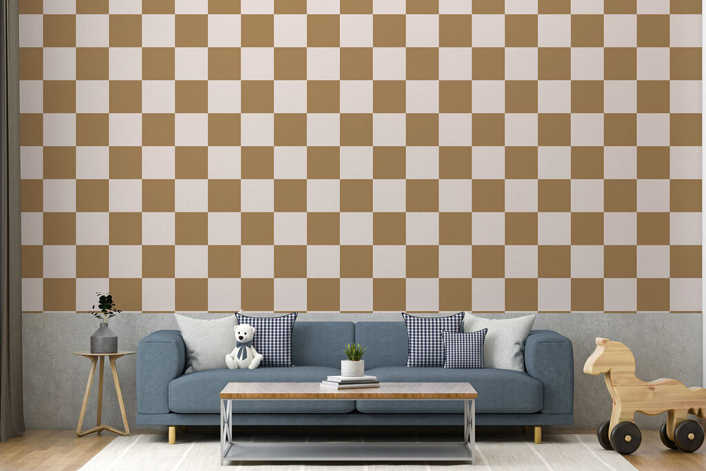 Brown and white checkered pattern