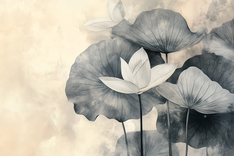 Delicate blooms on gentle water leaves