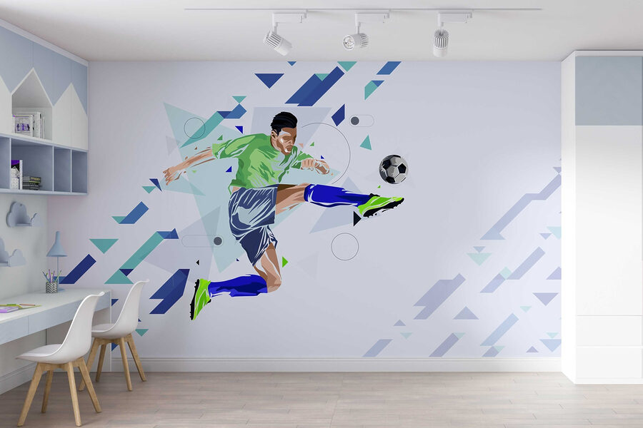Man kicking a football ball