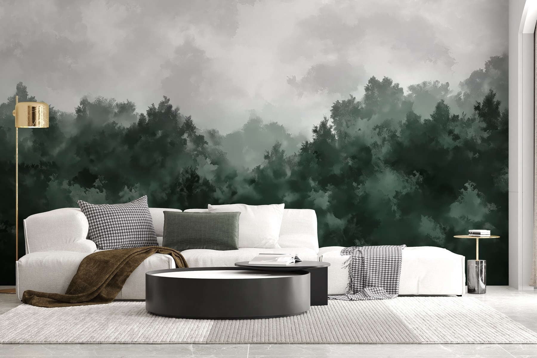 Foggy forest with trees Foggy forest with trees