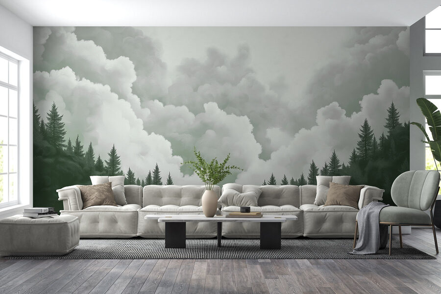 Group of trees and clouds