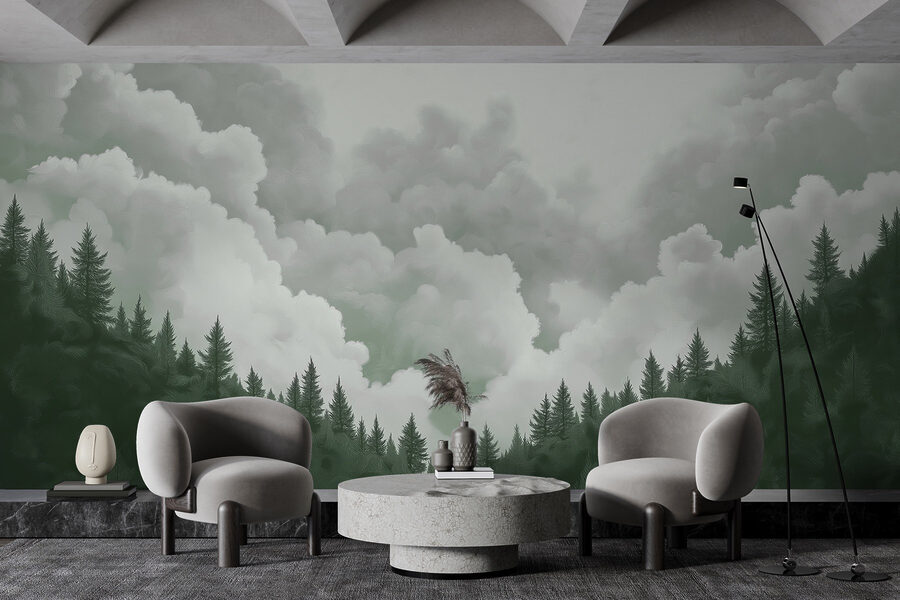 Group of trees and clouds