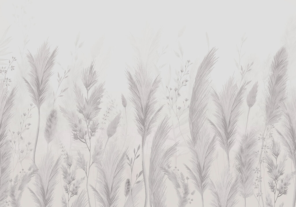 White background with grass and flowers White background with grass and flowers