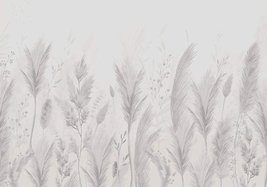 Wall murals White background with grass and flowers - Image 4