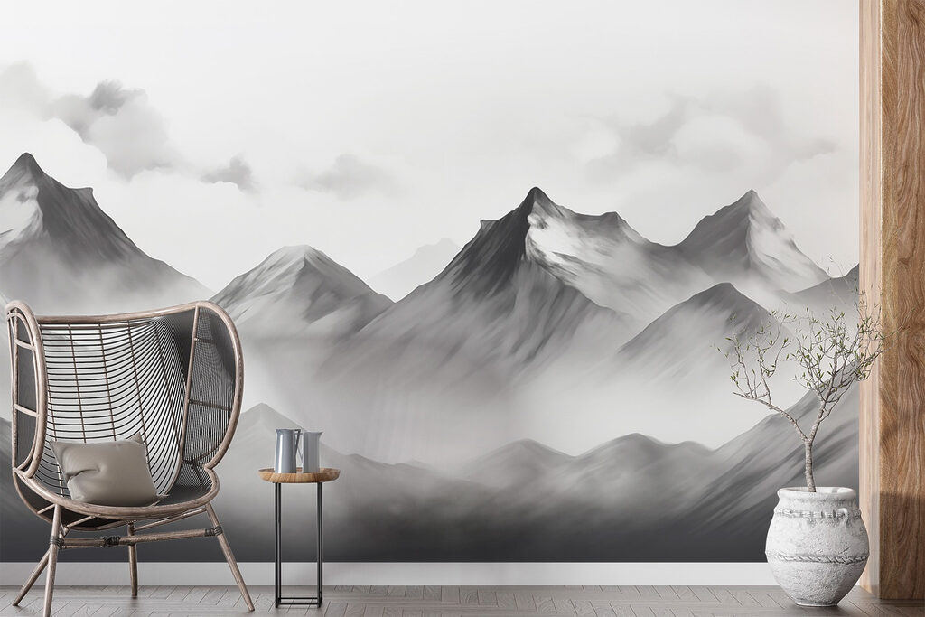 Mountain range with fog Mountain range with fog