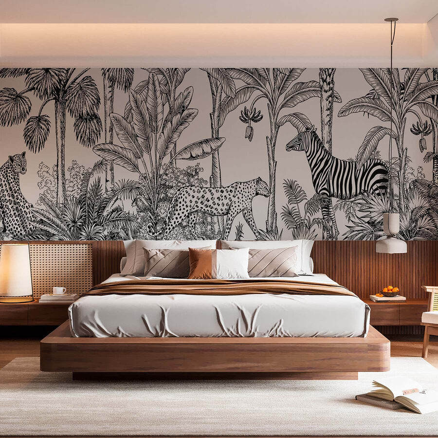 Zebra and cheetah in a jungle