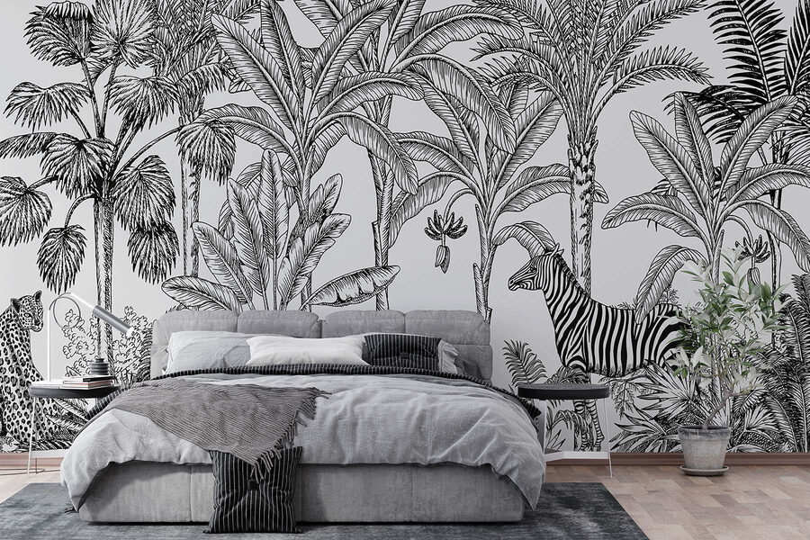 Zebra and cheetah in a jungle