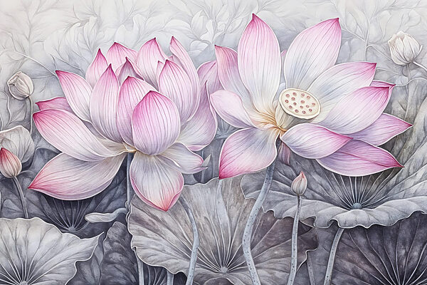 Painting of pink flowers Painting of pink flowers