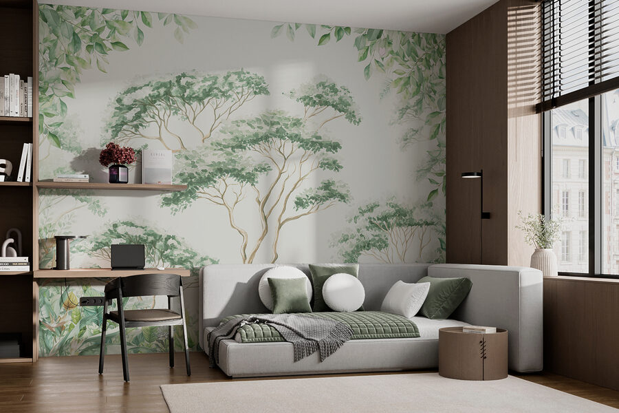Painting of trees and plants
