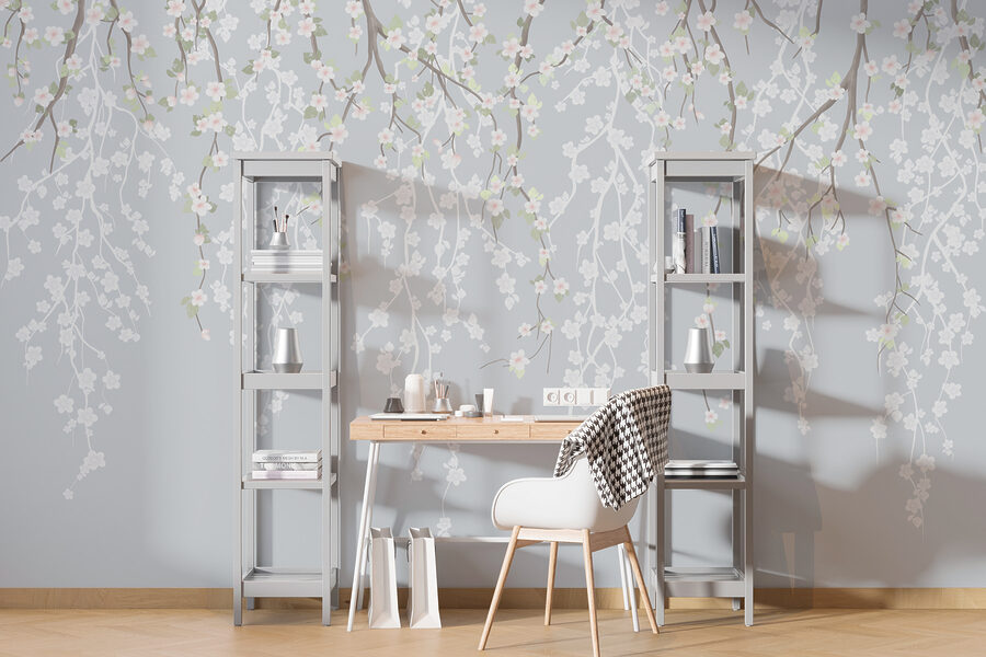 White flowers on a tree branch