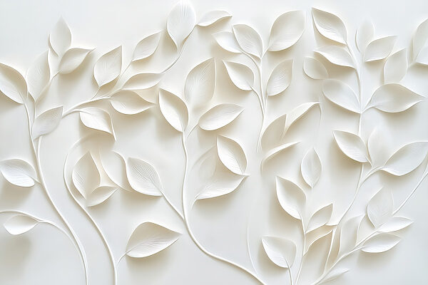 White paper cutout of leaves White paper cutout of leaves
