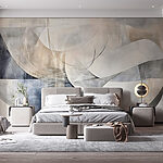 Wall murals Painting of a white and grey art