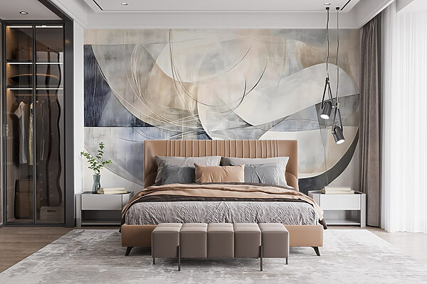 Painting of a white and grey art Painting of a white and grey art
