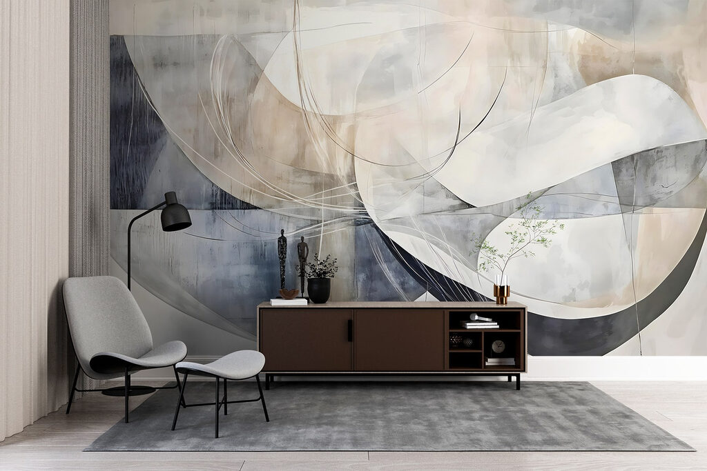 Painting of a white and grey art