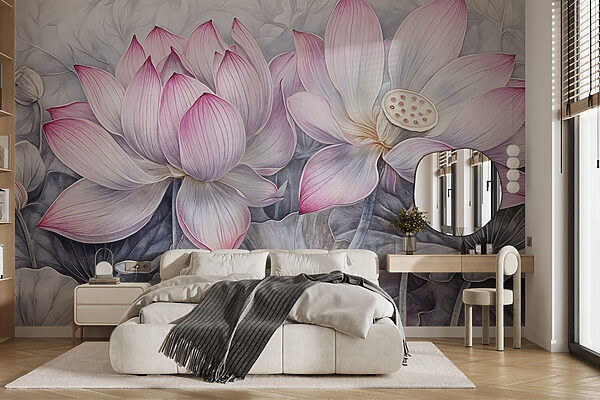 Painting of pink flowers Painting of pink flowers