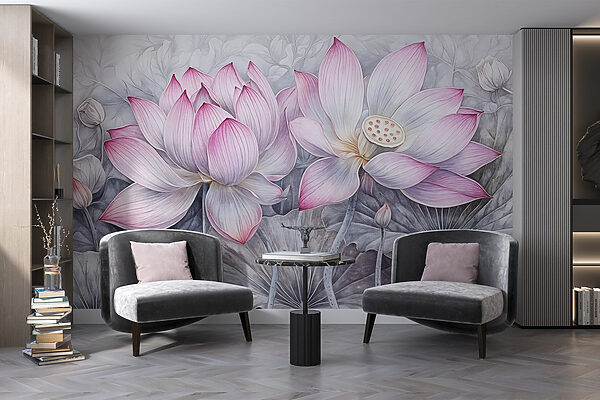 Painting of pink flowers Painting of pink flowers