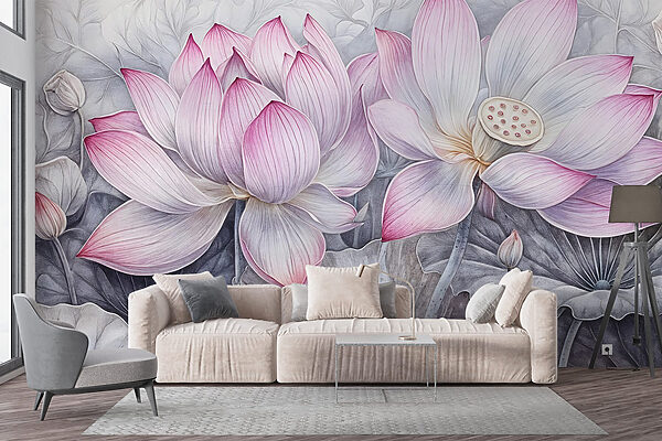 Painting of pink flowers Painting of pink flowers