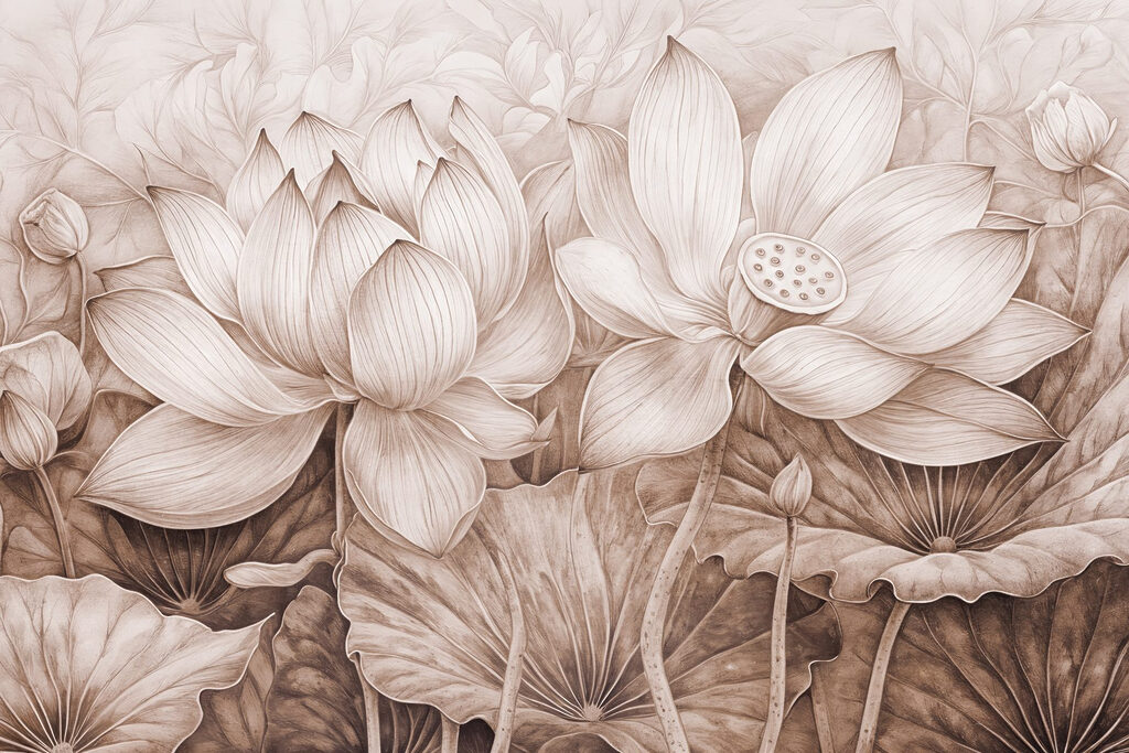 Drawing of flowers and leaves Drawing of flowers and leaves