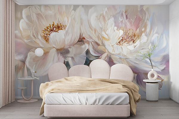 Painting of flowers on a white background Painting of flowers on a white background