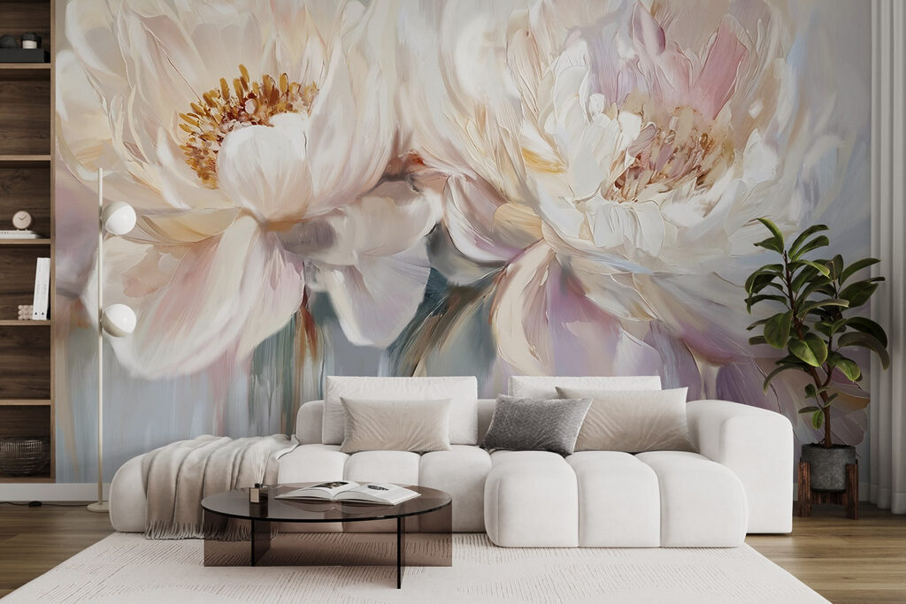 Painting of flowers on a white background Painting of flowers on a white background