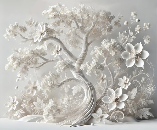 White tree with flowers White tree with flowers