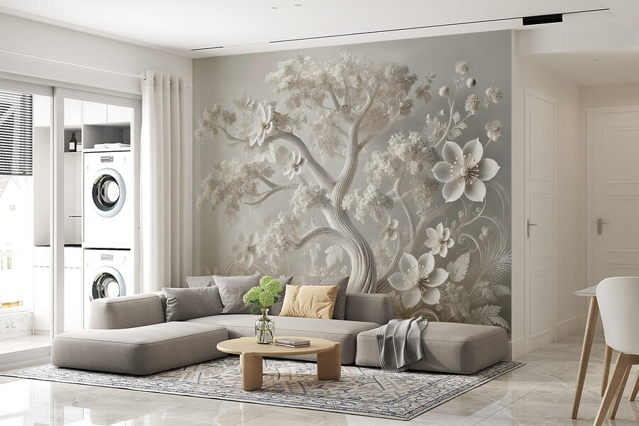 White tree with flowers