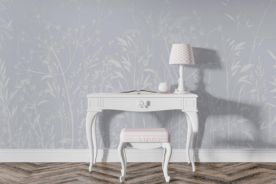 White floral pattern on a light background