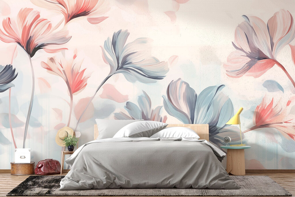 Painting of flowers on a white background Painting of flowers on a white background