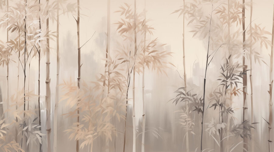 Painting of trees in fog