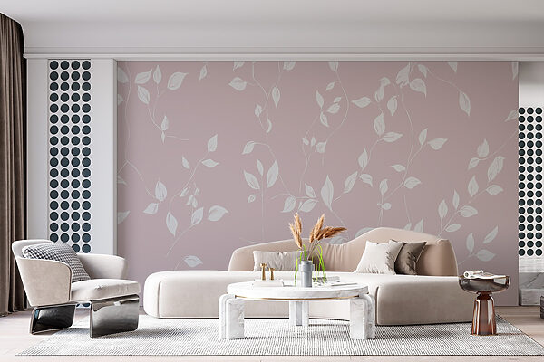 Pattern of white leaves on a pink background Pattern of white leaves on a pink background