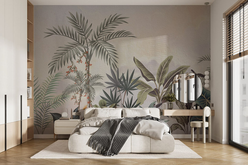 Wall painting of plants and birds