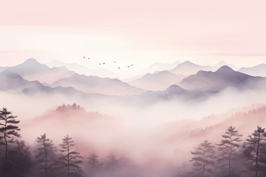 Landscape with trees and mountains
