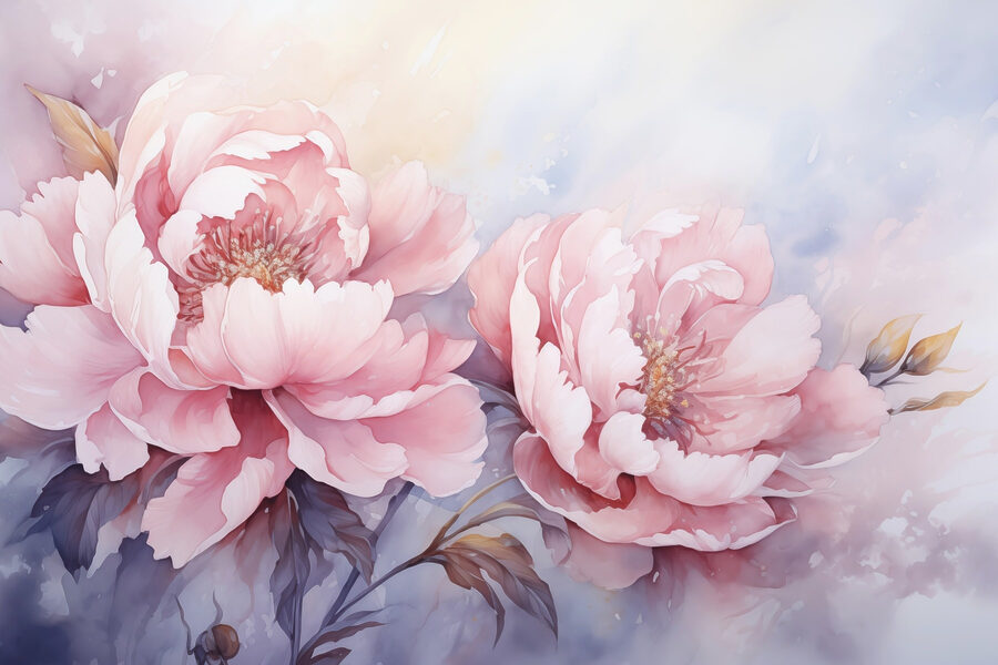 Wall murals Painting of pink flowers - Image 3