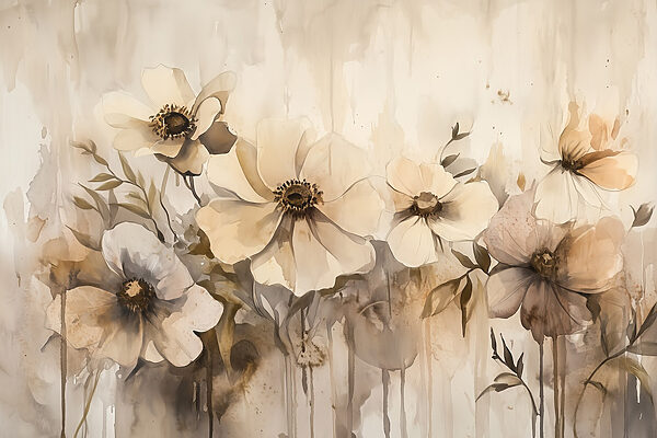 Painting of flowers on a wall Painting of flowers on a wall