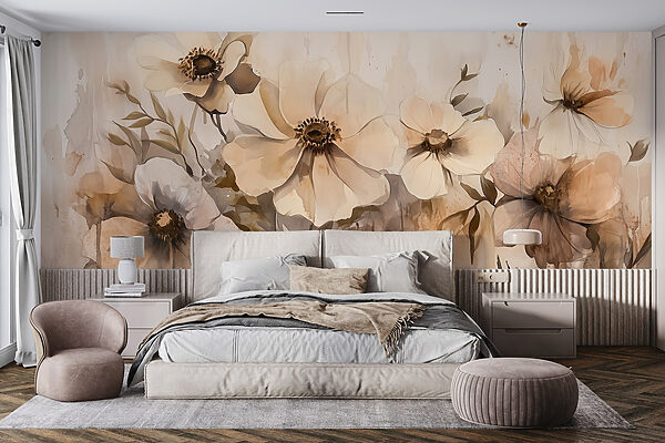 Painting of flowers on a wall Painting of flowers on a wall