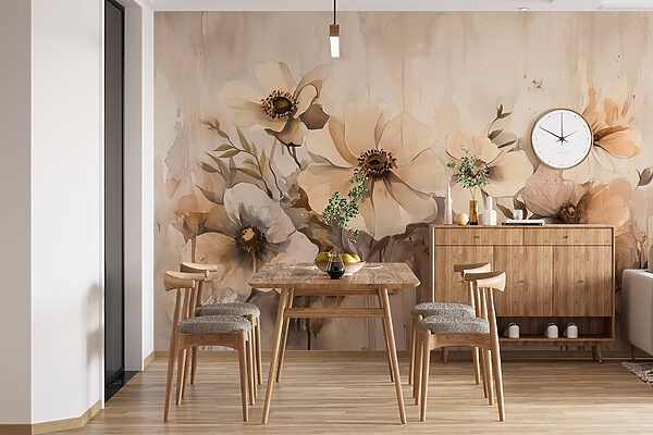Painting of flowers on a wall Painting of flowers on a wall