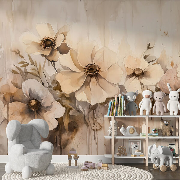 Painting of flowers on a wall Painting of flowers on a wall