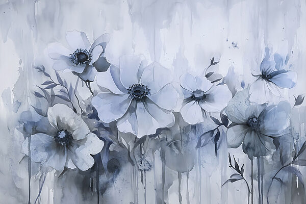 Painting of flowers on a white background Painting of flowers on a white background