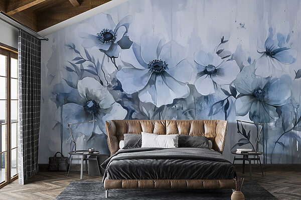 Painting of flowers on a white background Painting of flowers on a white background