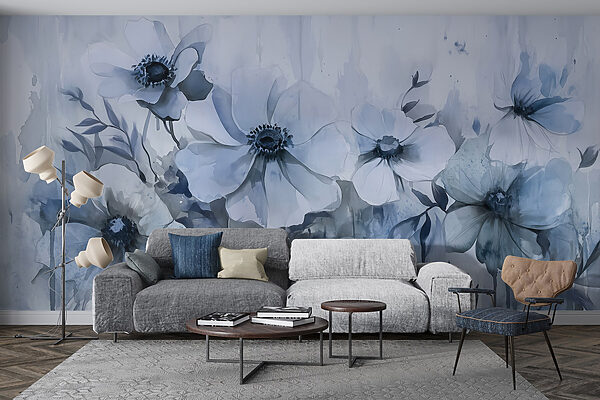 Painting of flowers on a white background Painting of flowers on a white background