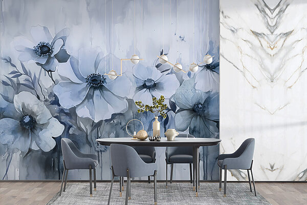 Painting of flowers on a white background Painting of flowers on a white background