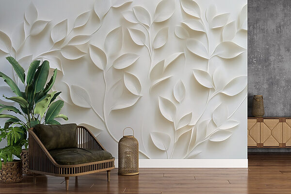 White paper cutout of leaves White paper cutout of leaves