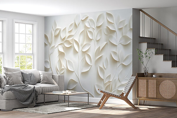 White paper cutout of leaves White paper cutout of leaves