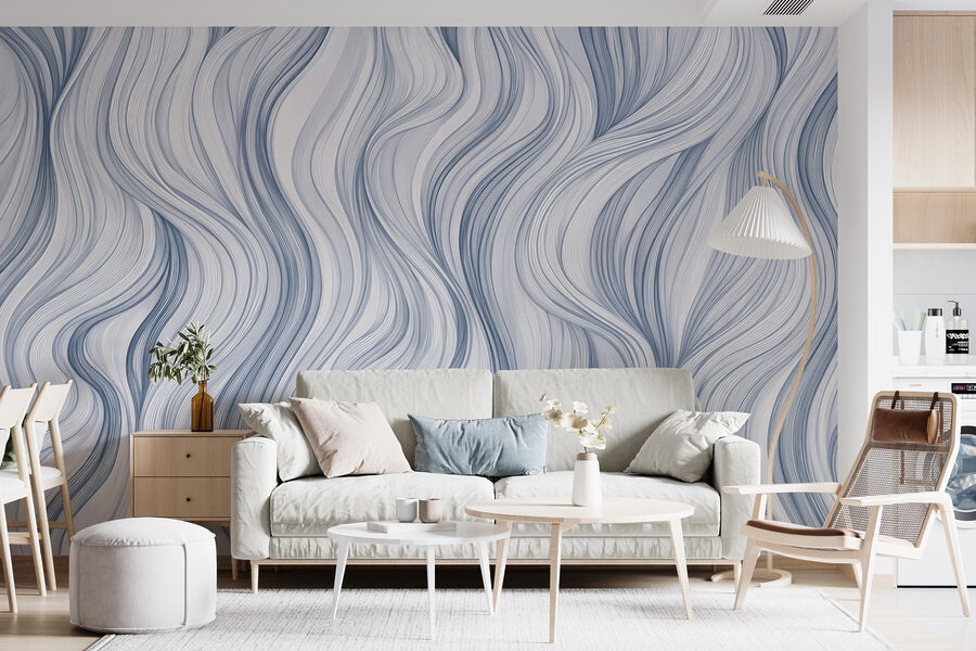 White and blue wavy pattern