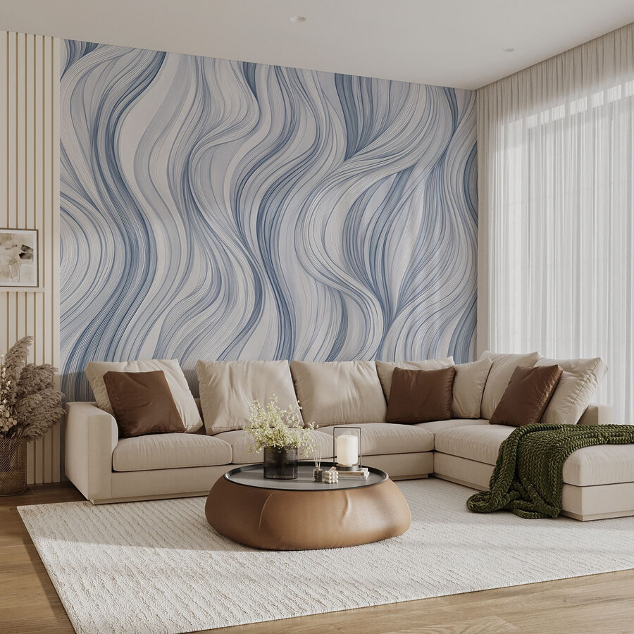 White and blue wavy pattern
