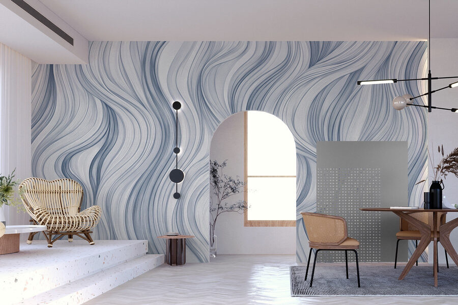 White and blue wavy pattern
