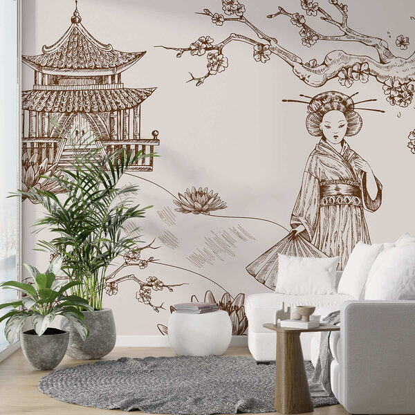Drawing of a woman in a kimono Drawing of a woman in a kimono