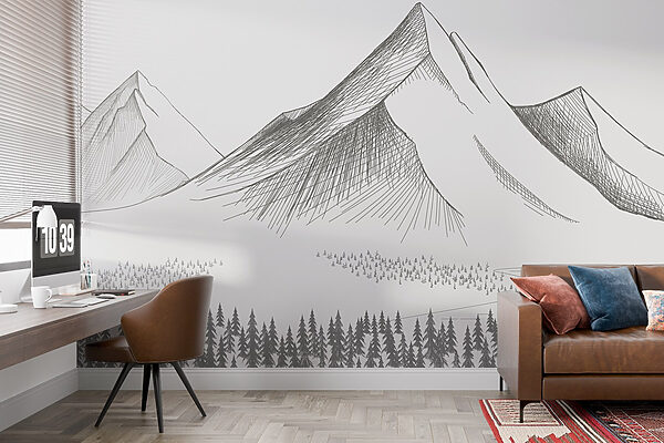 Wall murals Wall murals Mountain range with trees (SKU: w02536)