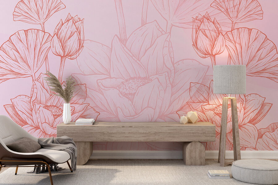 Pink and white flower drawing