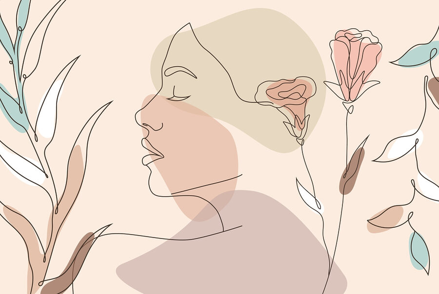 Woman’s face with flowers